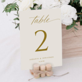 Elegante Gold Script-Hochzeiten-Tischnummern Einladung
