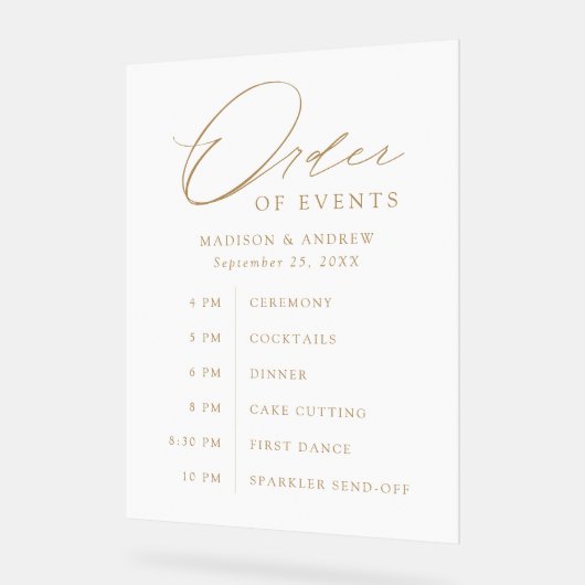 Elegante Gold Script-Hochzeitserie Acrylschild (Winkel)