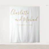 Elegante Gold Script-Hochzeitskabine - Hintergrund Wandteppich (Vorderseite)