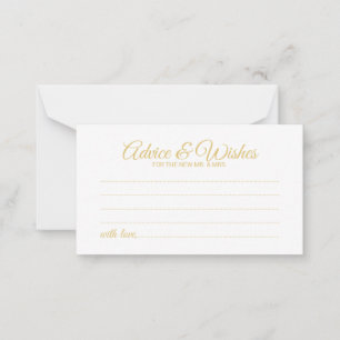 Elegante Gold Script Hochzeitsratgeber und Wunschk Hinweiskarte