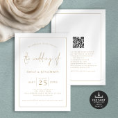 Elegante Gold Script Line Border QR Code Hochzeit Einladung