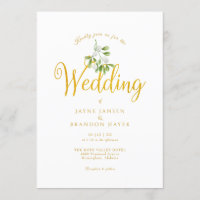 Elegante Gold Script Mistletoe Winter Wedding
