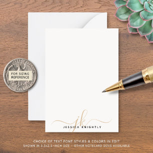 Elegante Gold Script Monogram Initials Minimalisti Mitteilungskarte