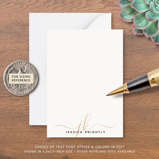 Elegante Gold Script Monogram Initials Minimalisti Mitteilungskarte