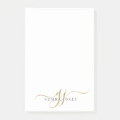 Elegante Gold Script Monogram Initials Minimalisti Post-it Klebezettel (Vorderseite)