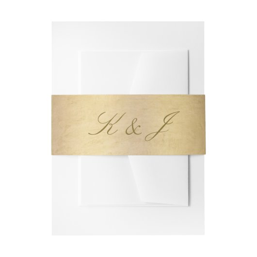 Elegante Gold Script Monogram Shiny Gold Wedding Einladungsbanderole (Vorderseite Beispiel)