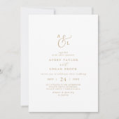 Elegante Gold Script Monogram Wedding Einladung (Vorderseite)
