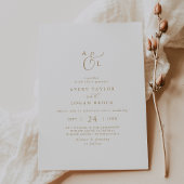 Elegante Gold Script Monogram Wedding Einladung