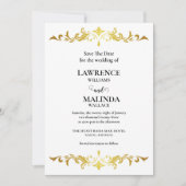 Elegante Gold Script Monogram Wedding Save the Dat Date (Vorderseite)