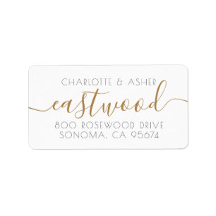 Elegante Gold Script Name Newlywed Couple Adressaufkleber