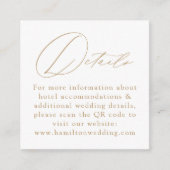 Elegante Gold Script QR Code Hochzeitsdetails Begleitkarte (Vorderseite)