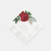 Elegante Gold Script Red Floral Wedding Serviette (Ecke)
