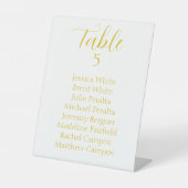 Elegante Gold Script Seating Chart Tabelle Sockelschild (Vorderseite)
