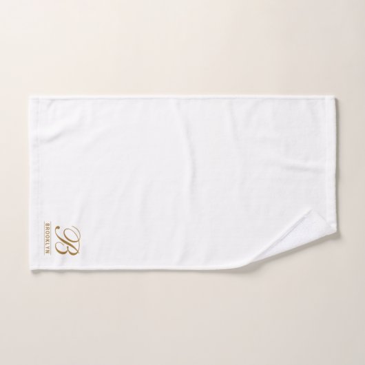 Elegante Gold Script Serif Monogram White Badhandtuch Set (Handtuch)