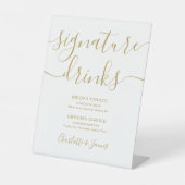 Elegante Gold Script Signature Drinks Sockelschild (Vorderseite)