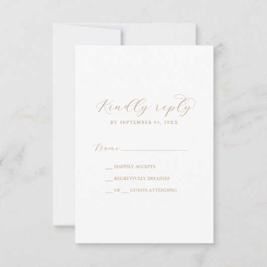 Elegante Gold Script Simple RSVP Card Karte (Vorderseite)