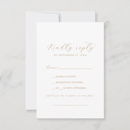 Elegante Gold Script Song Request RSVP Card Karte (Vorderseite)