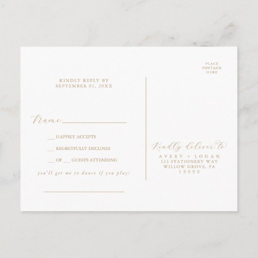 Elegante Gold Script Song Request UAWG Postcard Einladungspostkarte (Rückseite)