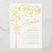 Elegante Gold Script Taufe Folieneinladung (Vorderseite)