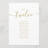 Elegante Gold Script Tischnummer 12 Seating Chart (Rückseite)