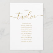 Elegante Gold Script Tischnummer 12 Seating Chart (Vorderseite)