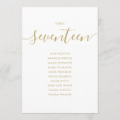 Elegante Gold Script Tischnummer 17 Seating Chart (Rückseite)