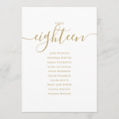 Elegante Gold Script Tischnummer 18 Seating Chart (Vorderseite)