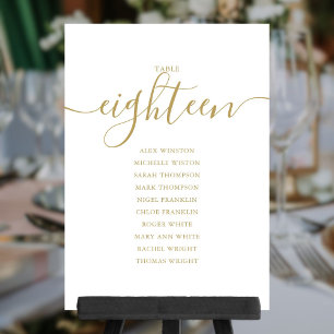Elegante Gold Script Tischnummer 18 Seating Chart