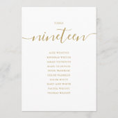 Elegante Gold Script Tischnummer 19 Seating Chart (Rückseite)