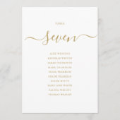 Elegante Gold Script Tischnummer 7 Sitzplakette (Vorderseite)