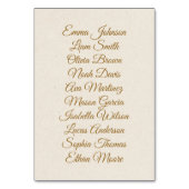 Elegante Gold Script Tischnummer Card (Rückseite)