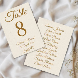 Elegante Gold Script Tischnummer Card