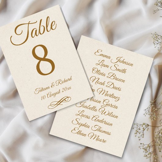 Elegante Gold Script Tischnummer Card