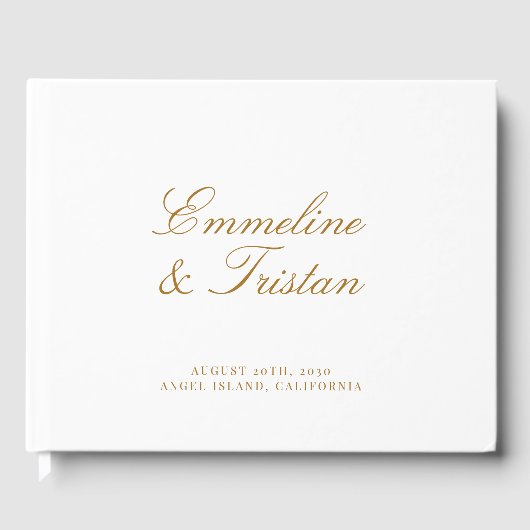 Elegante Gold Script Typografy Wedding Gästebuch (Vorderseite)