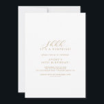 Elegante Gold Script Überraschung Party Einladung<br><div class="desc">Diese elegante, goldene Skript Überraschung Party Einladung ist perfekt für ein einfaches Ereignis. Das minimalistische Gold-Weiß-Design besticht durch extravagante romantische Typografie mit modernem Glam-Stil. Anpassbar in jeder Farbe. Behalt das Design minimal und elegant, wie es ist, oder personalisiere es durch Hinzufügen von eigenen Grafiken und Kunstwerken. Diese Einladung kann zum...</div>