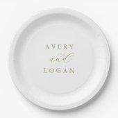 Elegante Gold Script Wedding Cake Paper Plate Pappteller (Vorderseite)