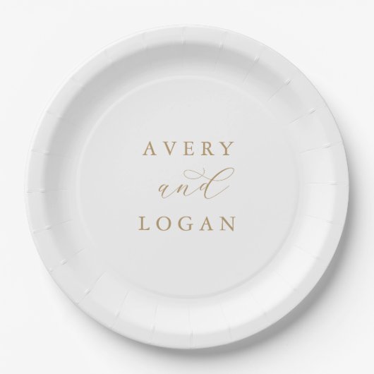 Elegante Gold Script Wedding Cake Paper Plate Pappteller (Vorderseite)
