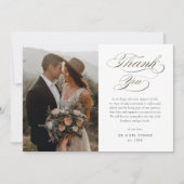 Elegante Gold Script Wedding Dankeskarte (Vorderseite)
