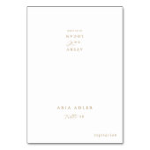 Elegante Gold Script Wedding Menü Option Platzkart Tischnummer (Vorderseite)