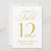 Elegante Gold Script Wedding Monogram Tischnummer (Rückseite)