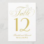 Elegante Gold Script Wedding Monogram Tischnummer (Rückseite)