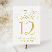 Elegante Gold Script Wedding Monogram Tischnummer
