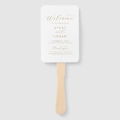 Elegante Gold Script Wedding Program Hand Fan Fächer (Vorderseite)