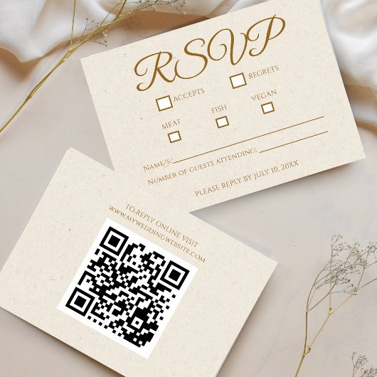 Elegante Gold Script Wedding RSVP Card