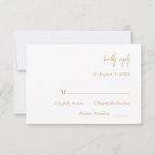 Elegante Gold Script Wedding RSVP Card Karte (Rückseite)