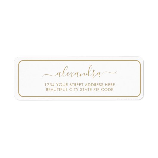 Elegante Gold Script Wedding Rücksendeadresse (Vorne)