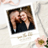 Elegante Gold Script Wedding Save the Date Foto Postkarte