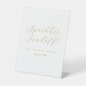Elegante Gold Script Wedding Sparkler Sendoff Sockelschild (Vorderseite)