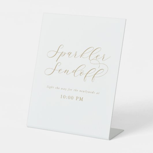 Elegante Gold Script Wedding Sparkler Sendoff Sockelschild (Vorderseite)