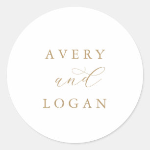 Elegante Gold Script Wedding Umschlag Aufkleber